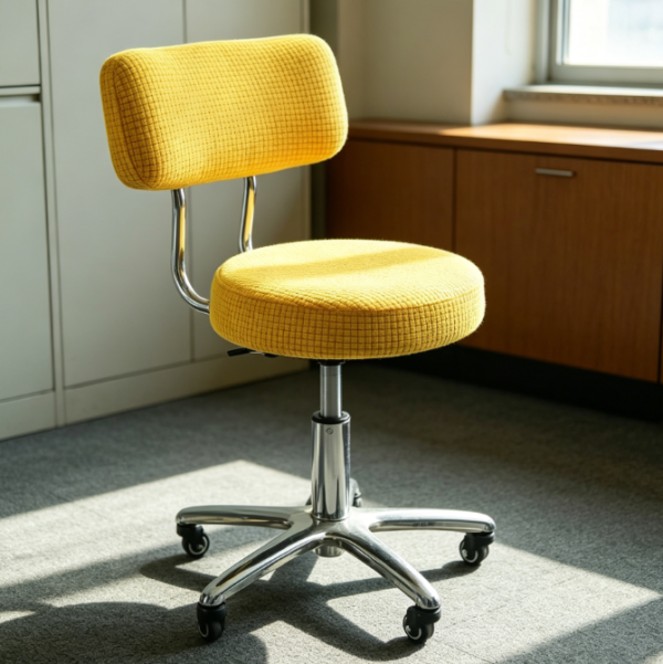 Stretch Round Bar Stool Cover Set with Backrest Cover, for Counter Height Barstool, Includes Foot Rest Cover, Furniture Protector for Pub, Cafe or Swivel Stools - Yellow, 1 Set